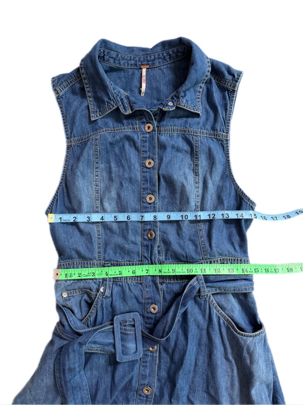 Free People Beau Midi denim asymmetrical tiered dress medium like new - Picture 9 of 16
